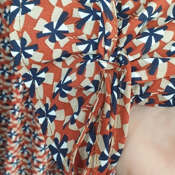 Hayden Los Angeles Maxi Dress Navy/Orange/Cream Pattern Size S - Picture 9 of 15